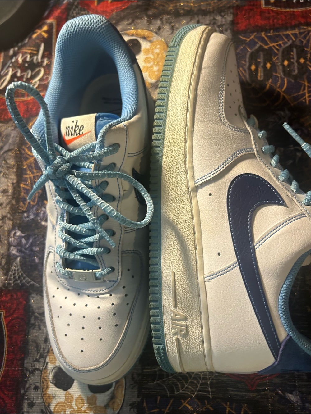 Nike Men’s Athletic Shoes in White with Light Blue Accents